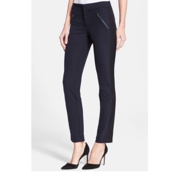 Rebecca Taylor stretch pant with leather and zipper details - Picture 1 of 4